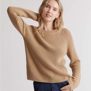 QUINCE Organic Fisherman Crewneck Sweater MEDIUM
